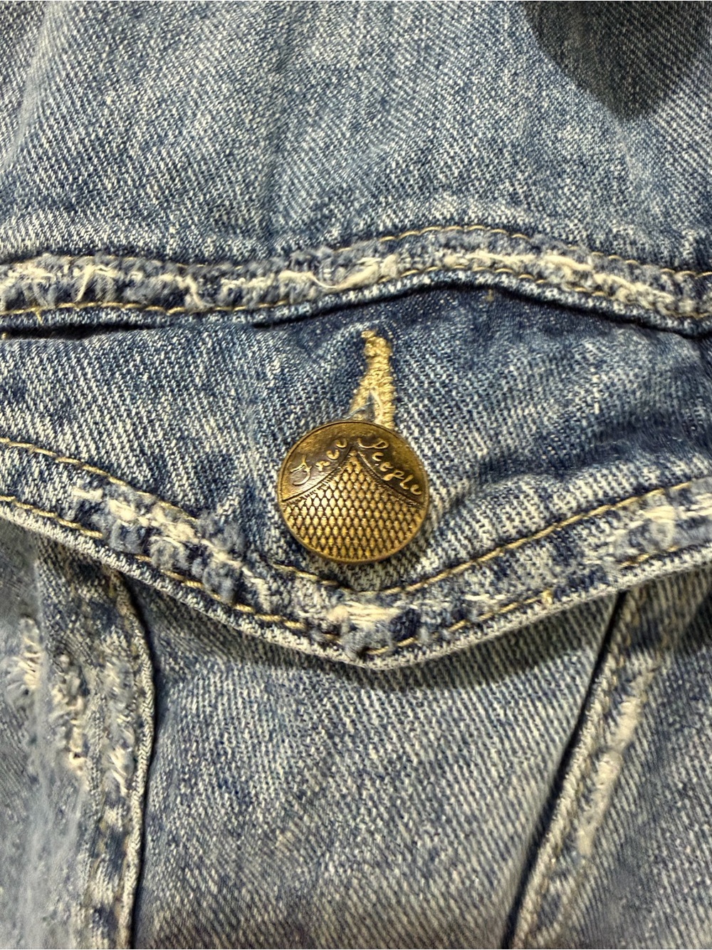 Free People Blue Denim Jacket with Gray Buttons - Picture 5 of 6